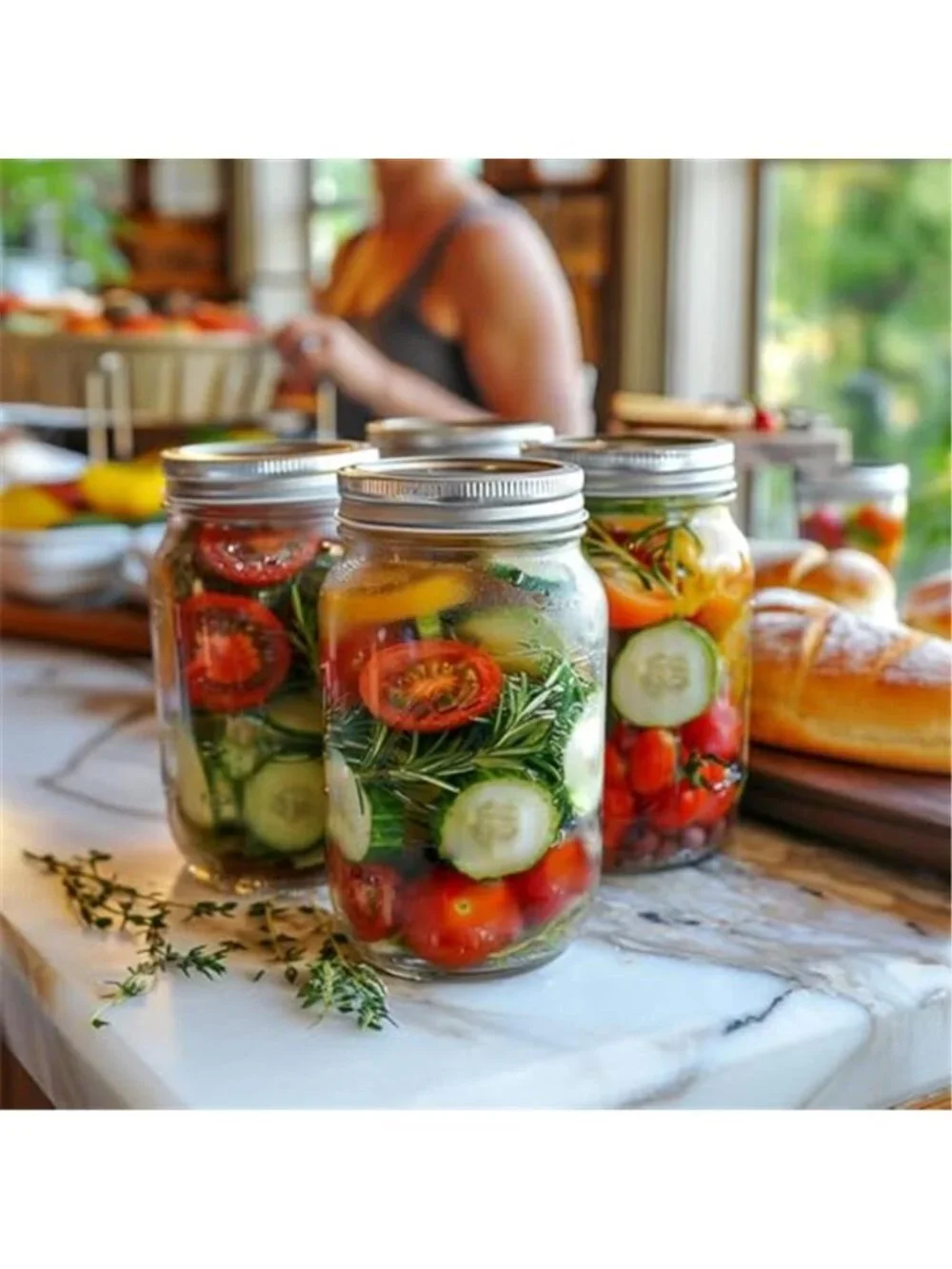 Wide Mouth Mason Jars 32 oz with Lids 2 Pcs, Quart Mason Jars with Seal Band